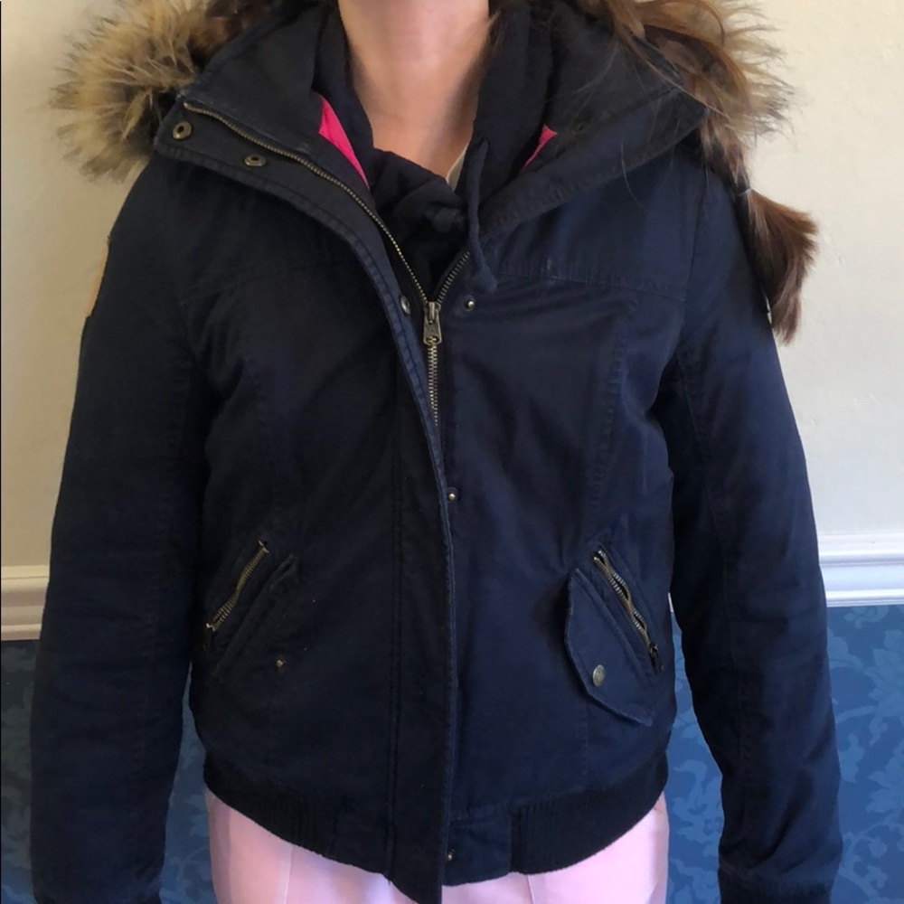 Abercrombie bomber jacket with fur hood